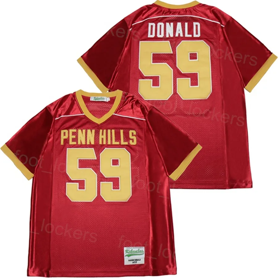 Football High School 59 Aaron Donald Jersey Penn Hills For Sport Fans Moive Pure Cotton Breathable Team Red College All Stitched Vintage University Retro Uniform