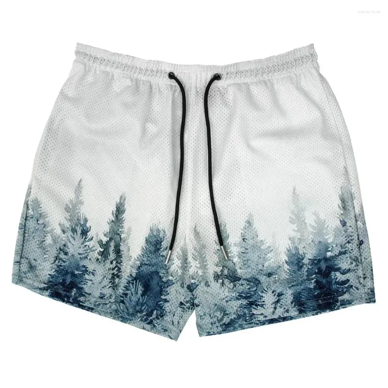 Shorts pour hommes 2023 Summer Casual Sports Quarter Pantalon Mesh Impression numérique Respirant Lâche