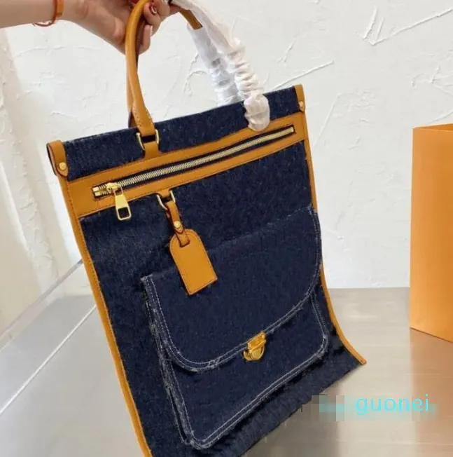 Top Quality Classic Brand Shopping Bags Women Handbag Totes Fashion Patchwork Color Denim Canvas Handbags