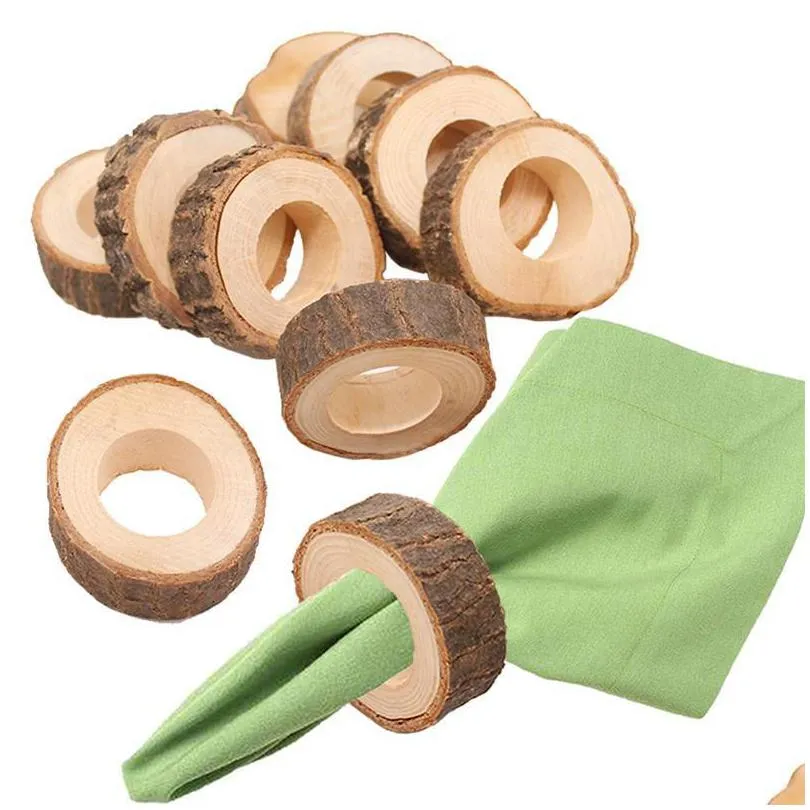 Napkin Rings Natural Creative Wooden Unfinished Circle Wood Pendants Ring For Craft Making El Table Diy Projects Lx01226 Dro Dhlgn