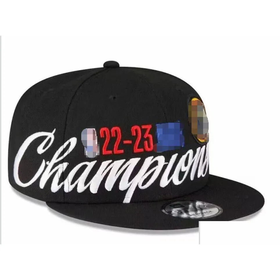 Bollmössor 2023 Basketlag Finals Champions Snapback Hat Men Gift Caps Drop Delivery Fashion Accessories Hatts, halsdukar handskar Dhelh