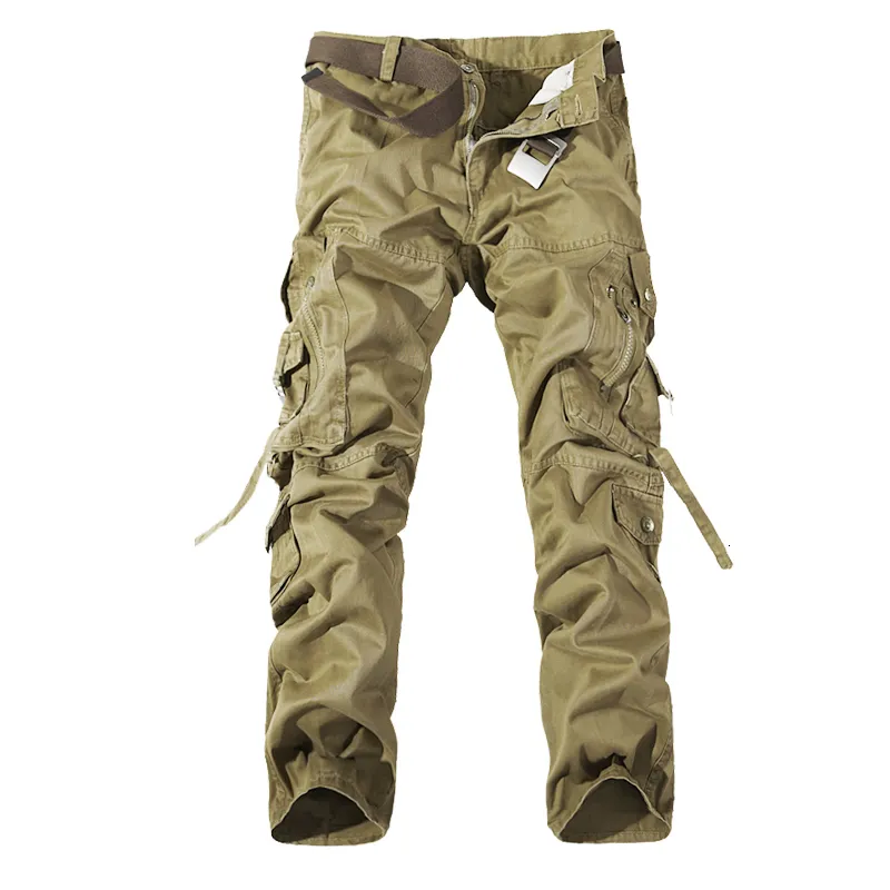 Men's Pants Men Cargo Pants army green grey black big pockets decoration Casual easy wash male autumn pants P1309 230425