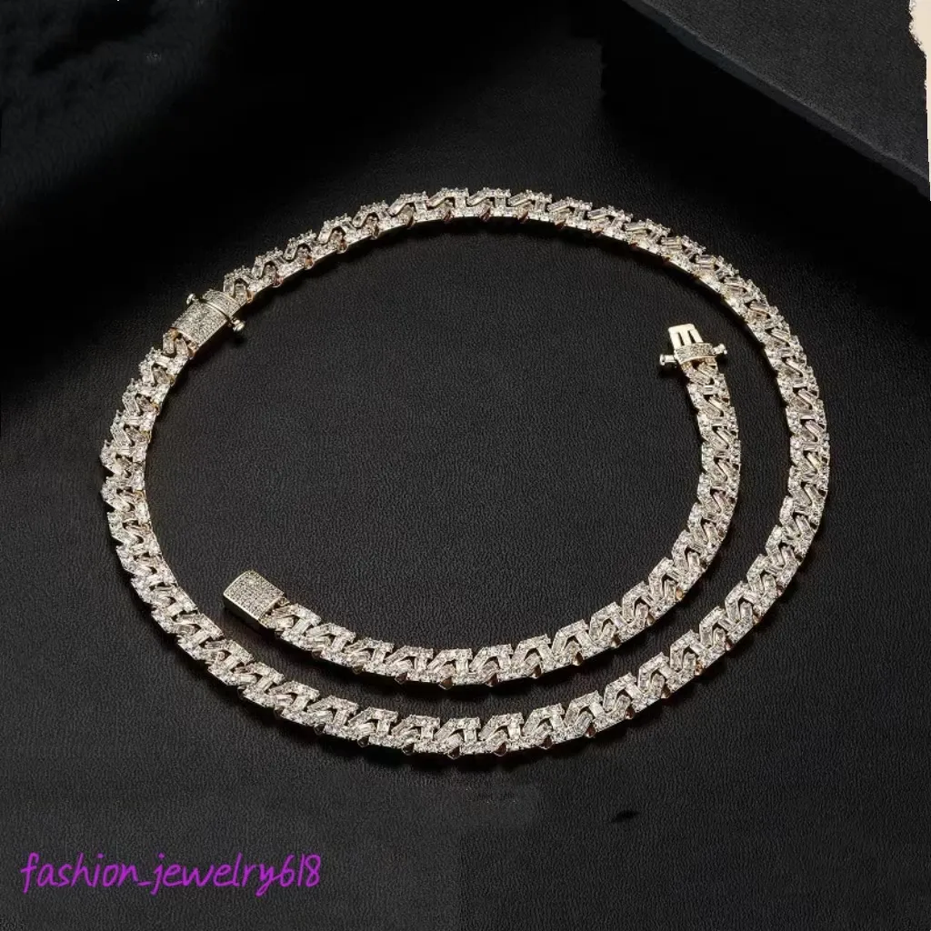 9mm CZ curb men necklace silver gold color chain cuban link bracelet necklace womens jewelry cuban designer fashion charm bracelet for lover gift party