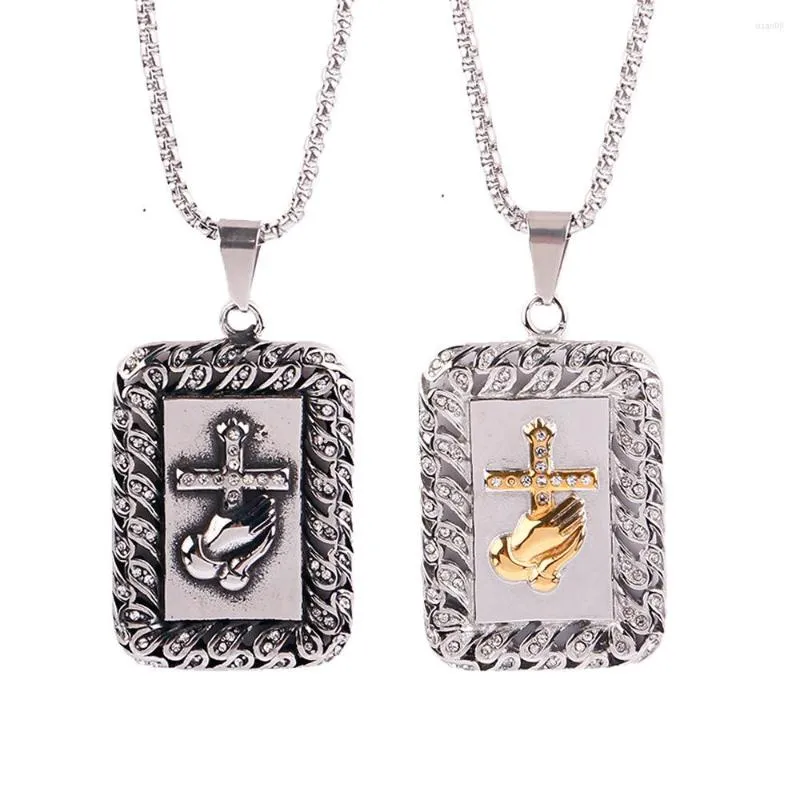 Chains Prayer Religion Necklaces Believer Stainless Steel Men Cross Pendants Chain Amulet Punk Trendy Jewelry Creativity Gift Wholesale