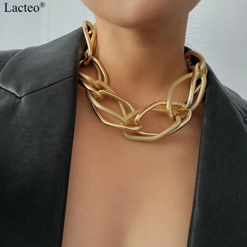 Strands Strings Lacteo Punk Mehrschichtige Goldfarbe Kette Halsband Halskette Schmuck für Frauen Hip Hop Big Thick Chunky Clavicle 230424