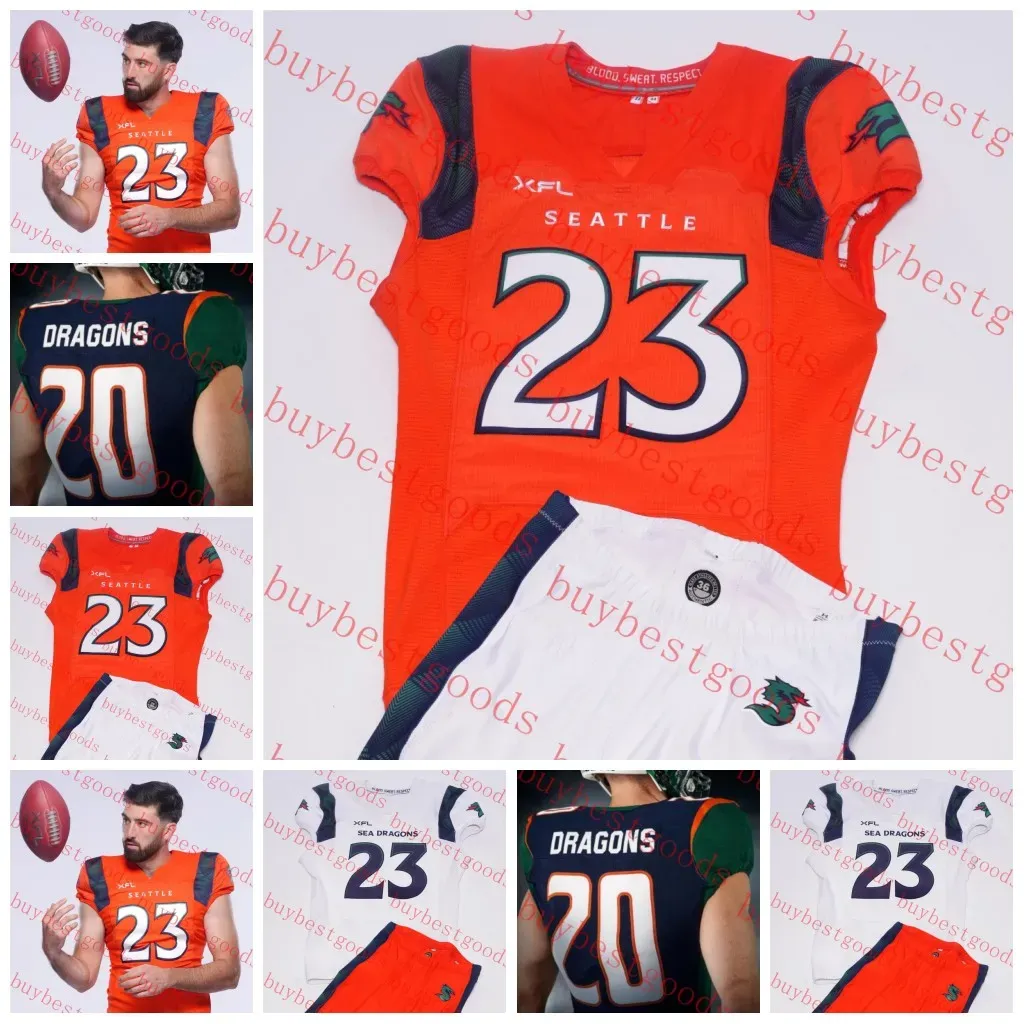 Custom Stitched 2023 Sea Dragons Football Jersey Ben DiNucci