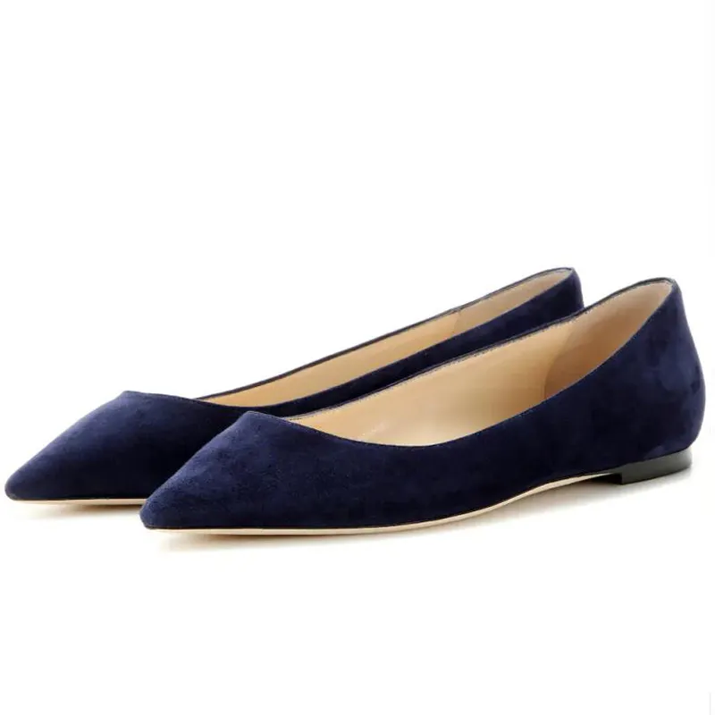 Famosas bailarinas de moda Sandalias de mujer Deluxe Romy Hechas de gamuza Italiana Hermosa dama Azul Punta puntiaguda Diseñador Elegante Ballet Sandalia plana Tacones altos Caja EU 35-43