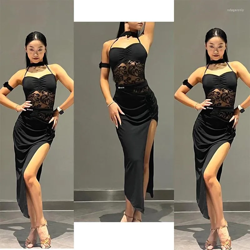 black lace dance dress Gemma Matte Lace Sleeve Irish Dance Leotard / Feis Wear / In-Between Dress main image 1