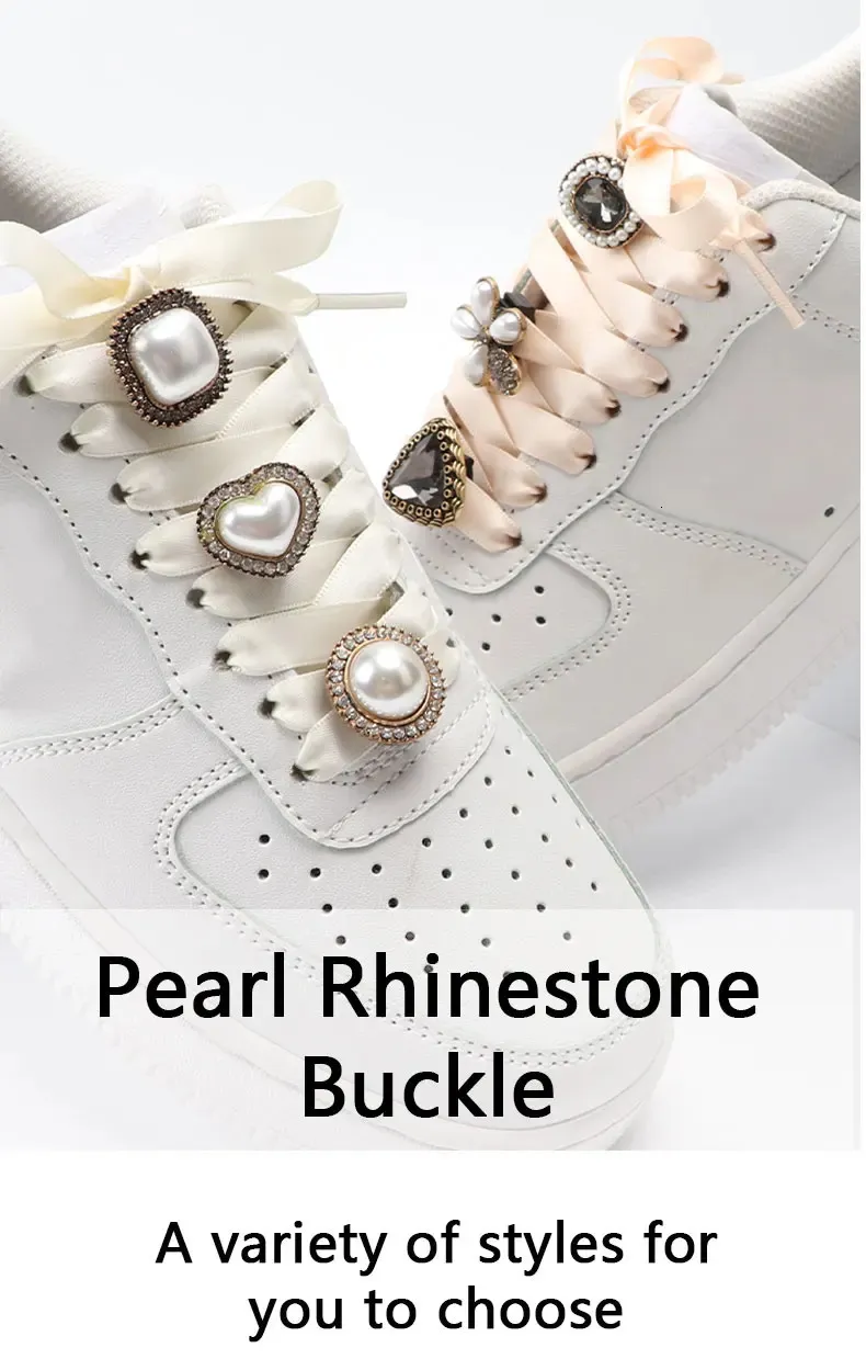 Flower Rhinestone Shoelaces With Antique Pearl Diamond Flower Rhinestone Shoelaces With Antique Pearl Diamond