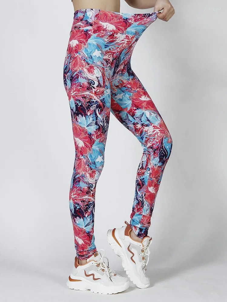 Women's Leggings YGYEEG Spring Women Clothing Workout Sport Yoga Leggins Ladies Big Red Floral Print Femme High Waist Tights S-2XL