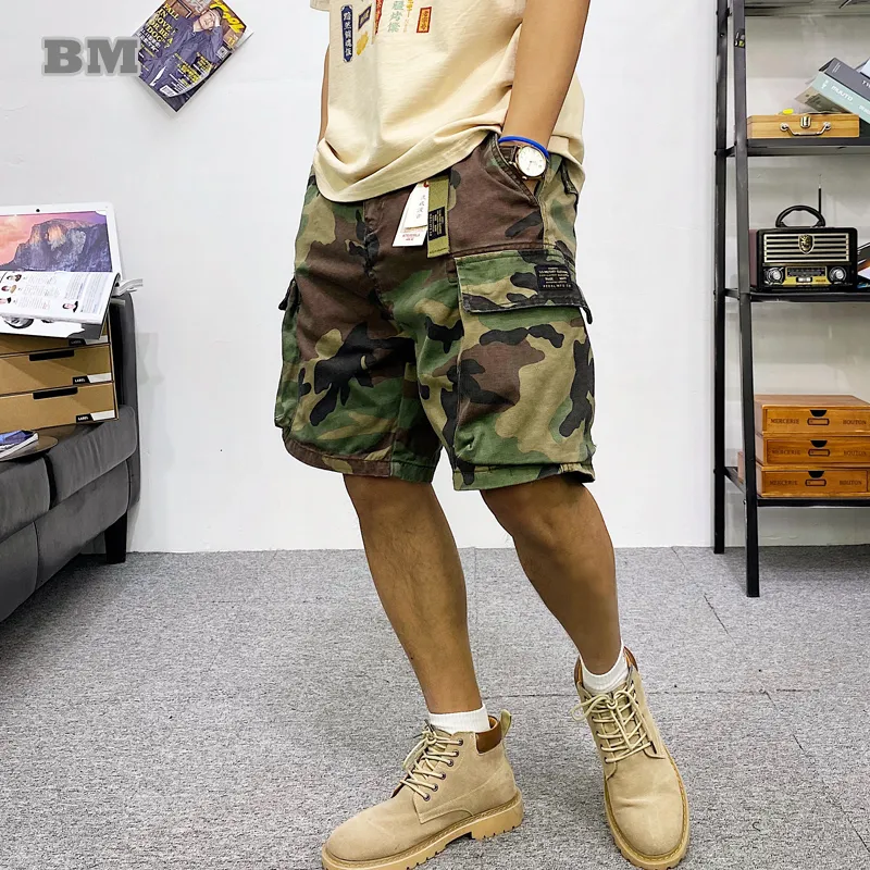 Shorts pour hommes été Harajuku multi-poches militaires Camo Cargo Pants Vêtements pour hommes Vêtements de rue japonais Pantalons décontractés tactiques de haute qualité 230425