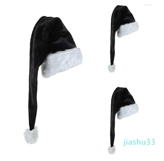 Berets Black Plush Santa Hat Women Beanie Winter Soft Slouchy Warm Christmas