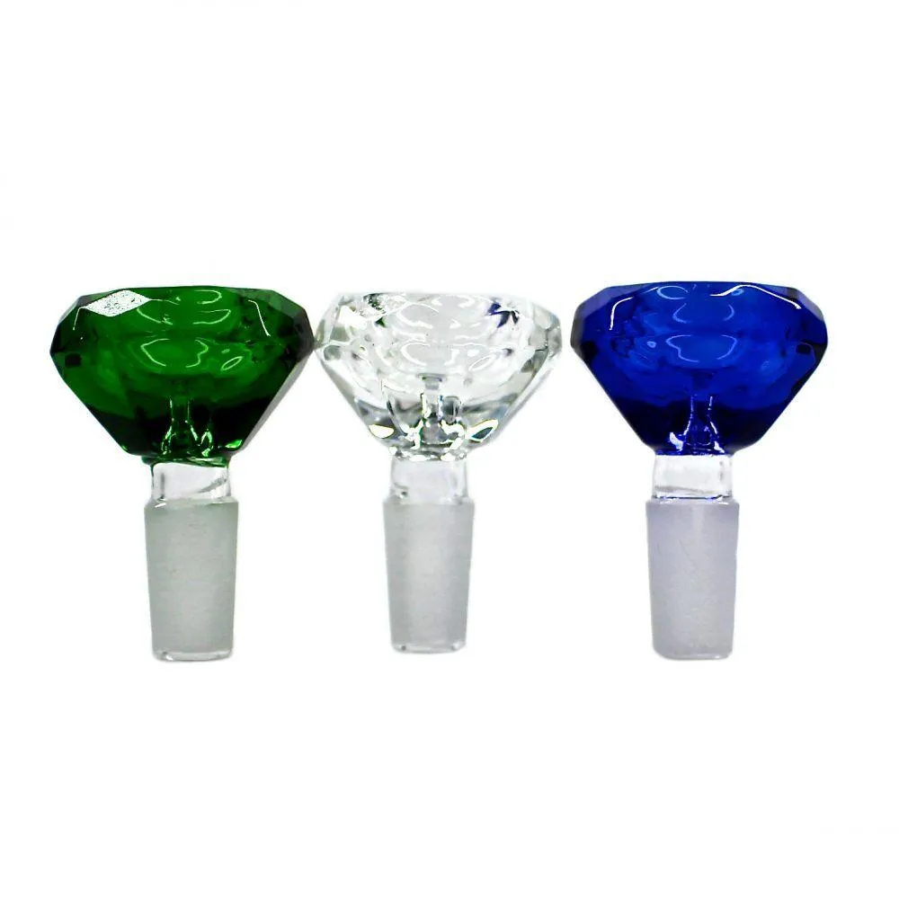 Accessoires Bong à glissière en verre de diamant dans des couleurs assorties mâle 14 mm fumant pour les conduites d'eau livraison directe maison jardin ménage S Dhcut