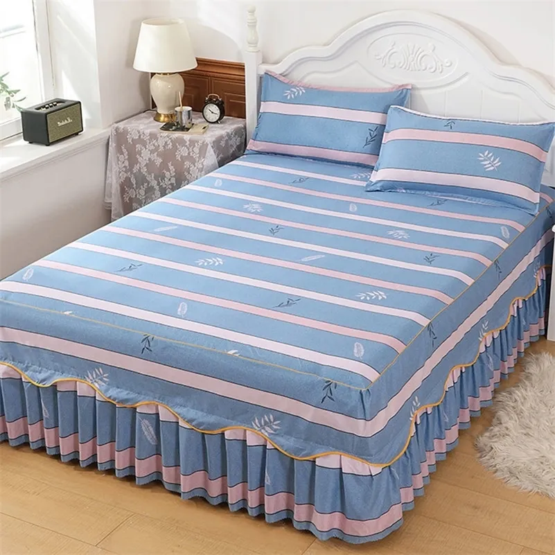 Jupe de lit Arrivée Jupe de lit imprimée Jupe de lit décorative à volants Literie à domicile Housse de matelas Anti-dérapant Chambre Couverture de lit Drap 230424