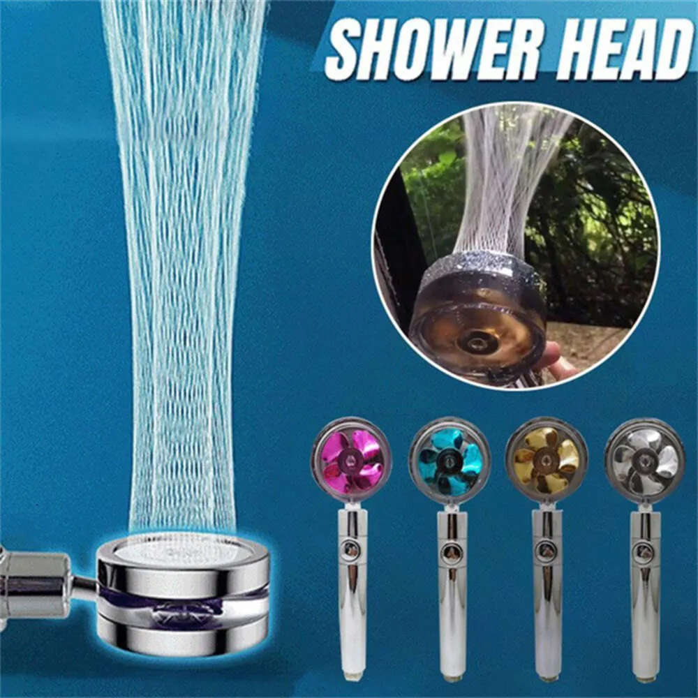 New High Pressure Shower Head Water Saving Hand-held Spray Nozzle Turbocharged Shower Head With Small Fan Bathroom Supplies