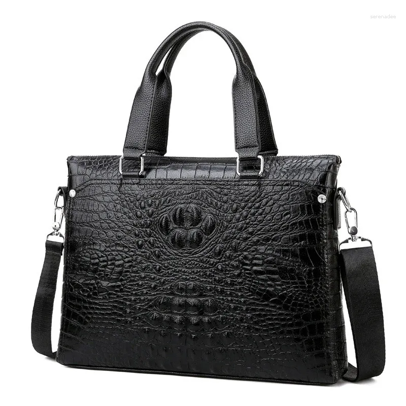 Porte-documents de luxe en cuir d'alligator pour hommes, mallette d'affaires, sac à bandoulière, messager pour ordinateur portable, mode 2023