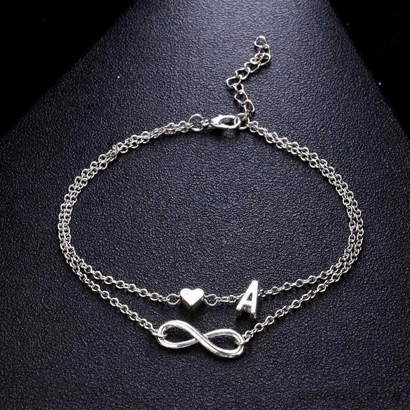 Anklets Anklet Heart Infinity Silver Color Ankle Bracelet on Leg Chain Letter Anklets For Women Ankle Beach Foot Jewelry R231125