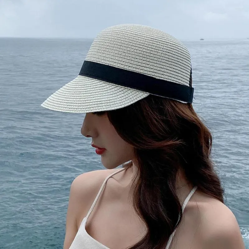 Chapeaux à large bord élégant chapeau de tresse de paille Anti-UV respirant absorbant la transpiration soleil habiller