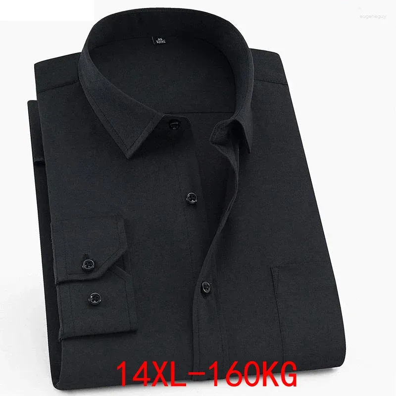 Camicie eleganti da uomo Taglia grande 9XL 10XL 11XL 12XL 13XL 14XL Camicia da lavoro da ufficio Comoda manica lunga Nero Rosa Bianco Top 7XL 8XL 4XL