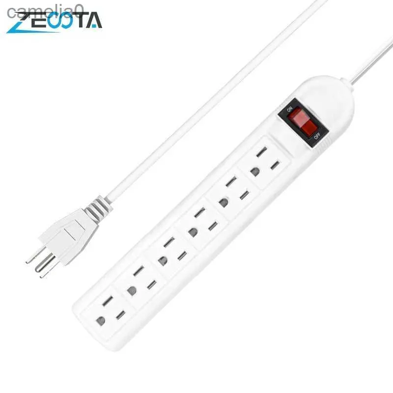 Power Cable Plug Power Strip 6 Outlet US American Plug Electrical Adaptor UL Listed Socket Overload Protection 1.8m Extension Cord Travel AdapterL231125