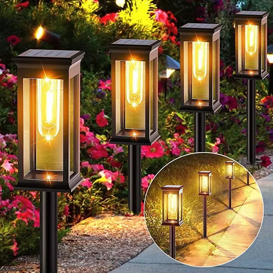 Luz solar ao ar livre luz do jardim doméstico à prova dwaterproof água jardim fio de tungstênio gramado inserir luz atmosfera ao ar livre luz de rua decorativa