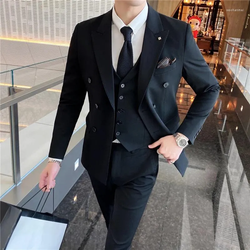 Abiti da uomo di alta qualità (pantaloni blazer) Stile britannico Senior Semplice Moda Business Elegante abito da gentiluomo da sposa Tre pezzi