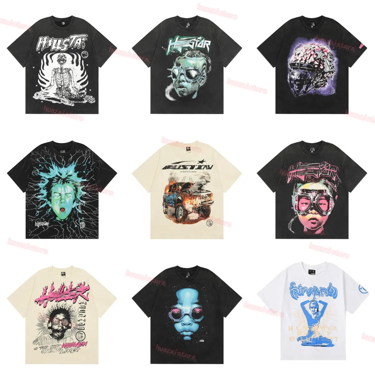 Hellstar Shirt Designer Korte Shirts Heren Plus Tees hellstar t-shirt Rapper Wash Grijs Heavy Craft Unisex T-shirts met korte mouwen Tops High Street Retro Dames T-shirt US S-XL