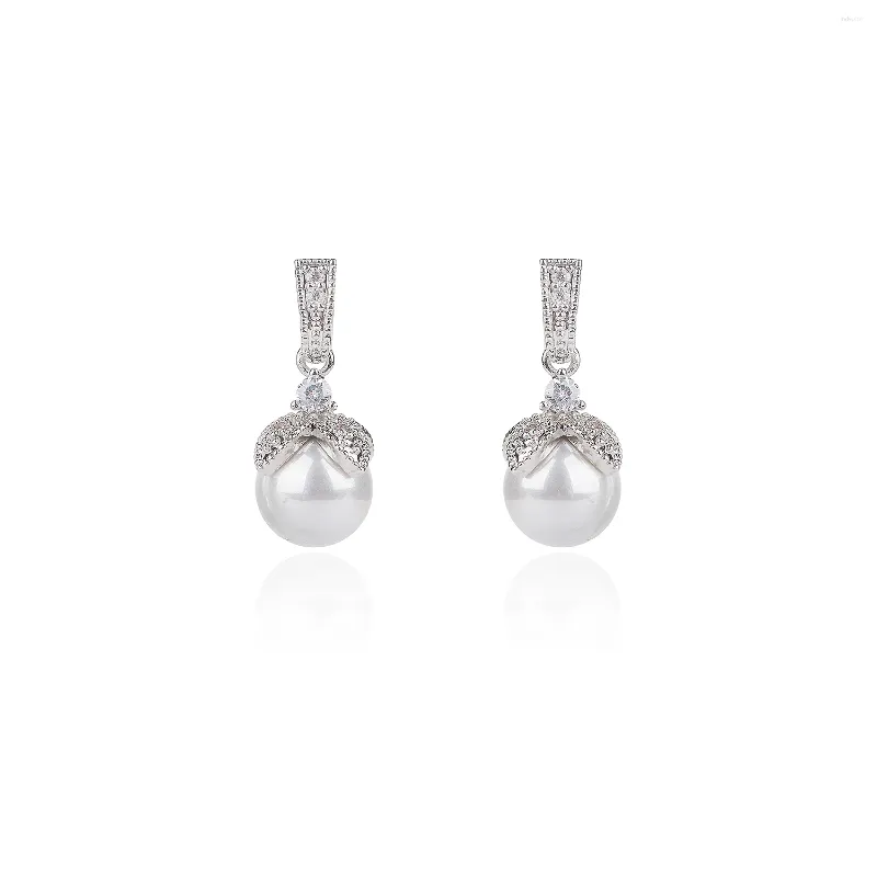 Dangle Earrings Cubic Zircon CZ For Wedding Pearls Earring Bride Women Girl Birthday Party Jewelry CE11595