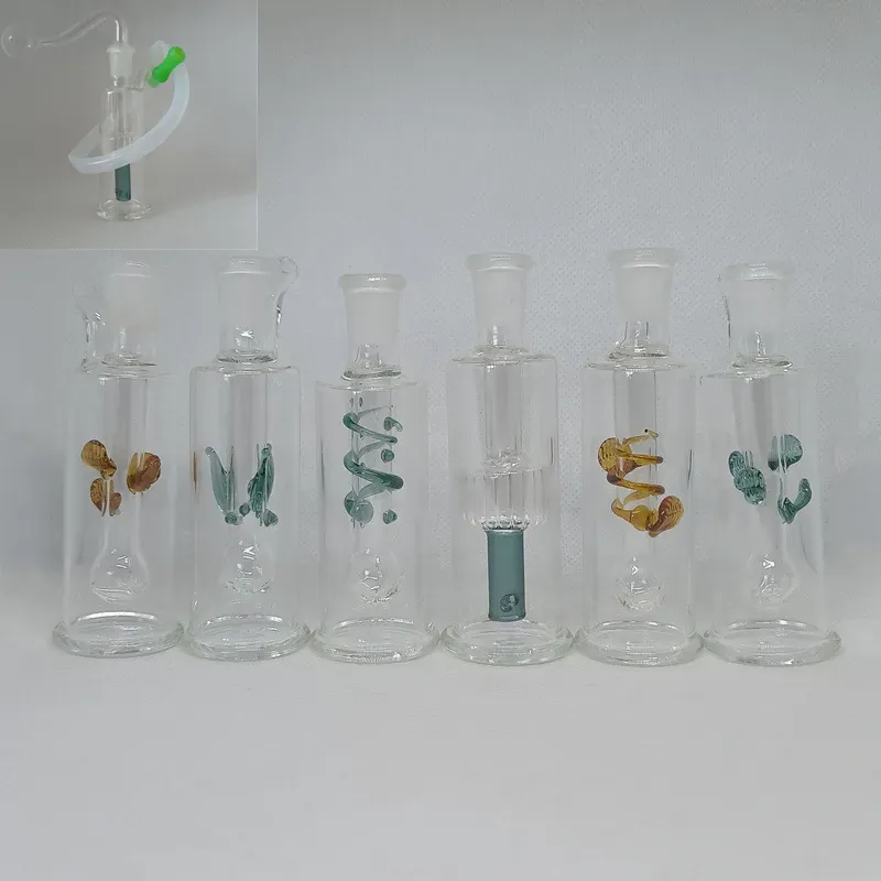 Mini Glass Bong Set Percolator Water Bongs Shisha mit 10 mm Brennerrohrschlauch Tropfspitze Öl DAB Rig Griff Rauchen dicke Rohre für trockenes Kraut Zz