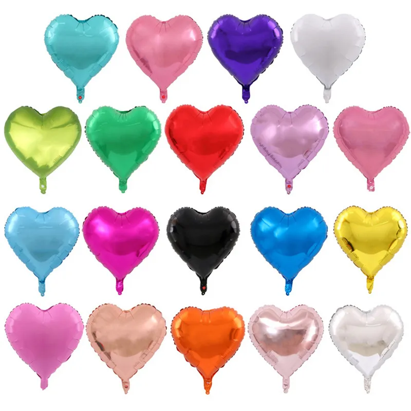 50 teile/los 18 zoll Mylar Herz Form Folien Ballons Valentines Ballons Helium Geburtstag Dekorationen Verlobung Hochzeit Geburtstag Party Baby Dusche EW0104