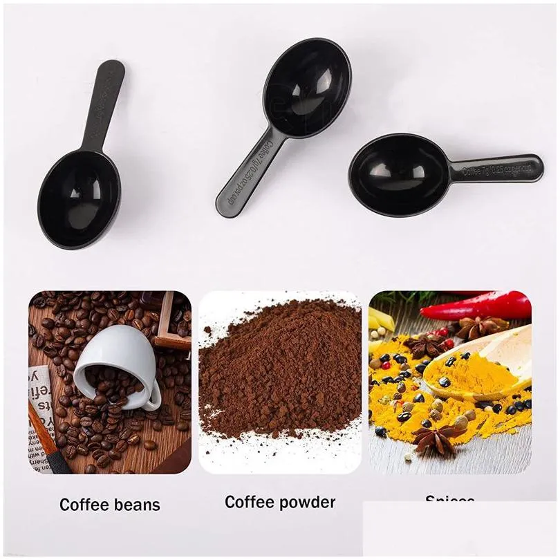 Coffee Scoops Black 7G Plastic Measuring Spoons Short Handle For Tea Sugar Cereal Milk Powder Lx5269 Drop Delivery Home Garden Kitch Dhowr