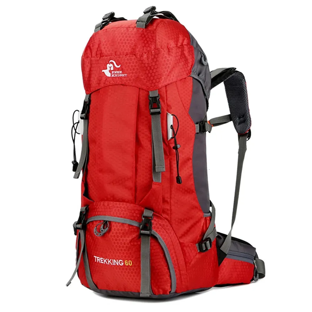 Outdoor-Taschen Free Knight 60L Camping Wanderrucksäcke Outdoor-Tasche Touristenrucksäcke Nylon-Sporttasche zum Klettern Reisen mit Regenschutz 231124