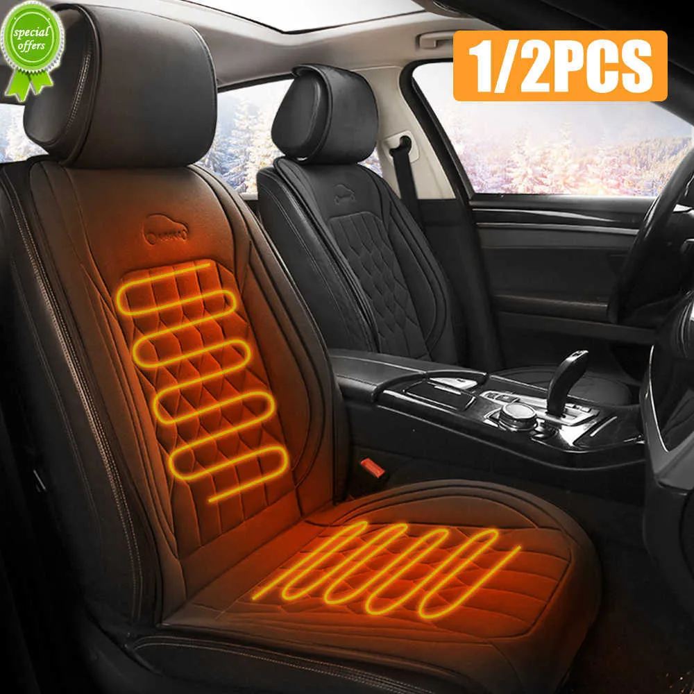 2pcs 12V Heated Car Seat Cushion Cover Seat Heater Warmer Winter Household  Cushion Car Driver For Full Back And Seat