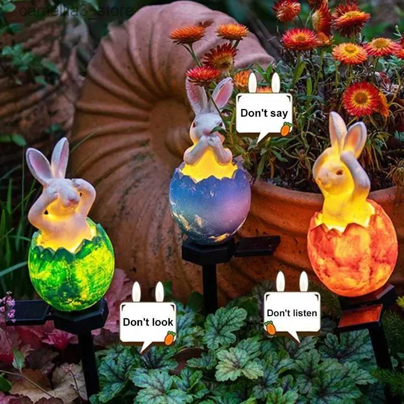 Rasenlampen LED Solar Kaninchen Figur Boden Eingefügt Lichter