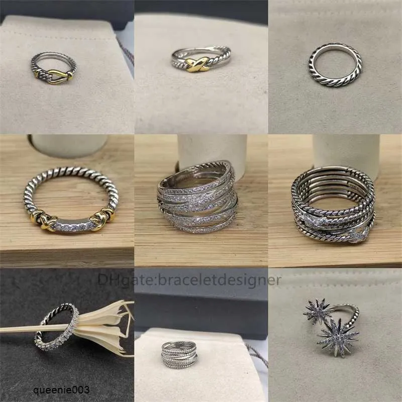 Tiffniylise Anillos de banda Boda Doble Diamante Moda Moda Damas Diseñador Mujeres Joyería de lujo Amor Mujer Trenzado Pareja Fiesta de cumpleaños Regalo