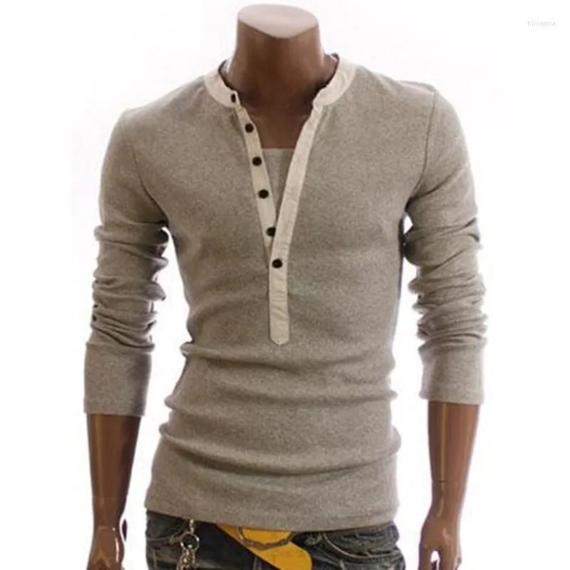 Herr t-skjortor 2023 Spring Long Sleeve T-shirt Old V-ringen Öppen varumärkesdesigner Skjorta Slim Button Packet Cardigan Tee Top