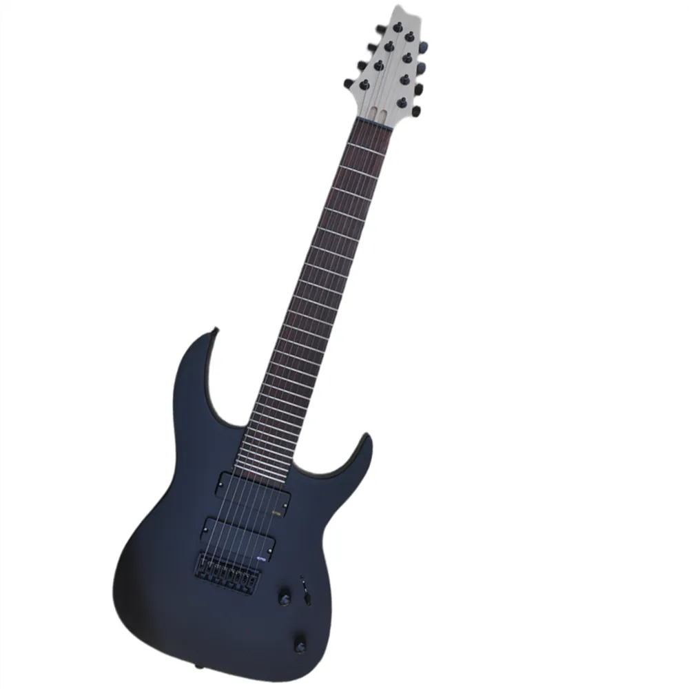 8 Dizeler Mat Balck Ele Gitar Sabit Köprü ile EMG Pikapları Logo/Renk Özelleştirme