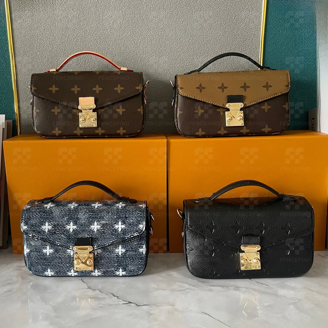 Bolsa de ombro Metis East West Pochette Designer Bag Crossbody Bag Mulheres Chain Messenger Pochette Moda Clássico Marrom Em Relevo Bolsa Fencefinds