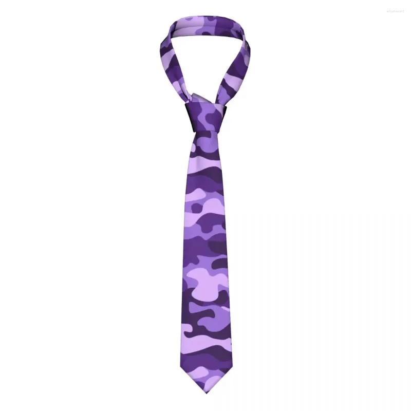 Fliege Lila Militärische Tarnungskrawatten Unisex Schlankes Polyester 8 cm breit Krawatte mit Tarnmuster für Herrenhemdzubehör Krawattengeschenk
