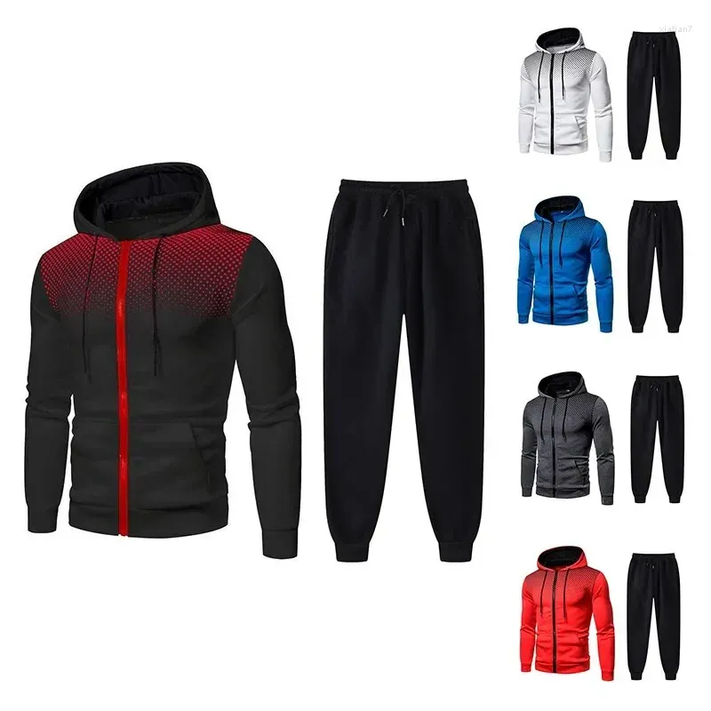 Chándales para hombres 2023 Primavera y otoño Cremallera Color sólido Lunares Ropa deportiva con capucha Ropa deportiva para parejas Ropa para correr Leisur