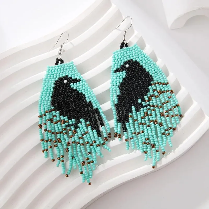 Dangle Earrings Beaded The Bird Originality Hand Knitting Bohemia Tassel Design Tide Bees Cactus Rice Bead