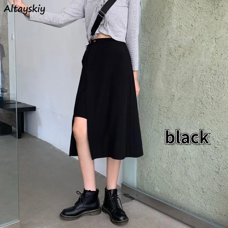 Sukienki spódnice wysokiej talii Kobiety Summer Allmatch Black Street Girls Ubrania Koreańskie Trendy Sider -Student Teen Gothic HARAJUKU FALDAS