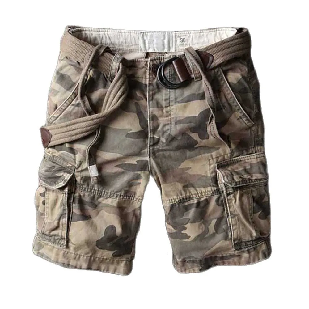 Mäns shorts retro militär camo last shorts män avslappnad armé stil strand shorts premium kvalitet lös baggy ficka korta sommarkläder 230426