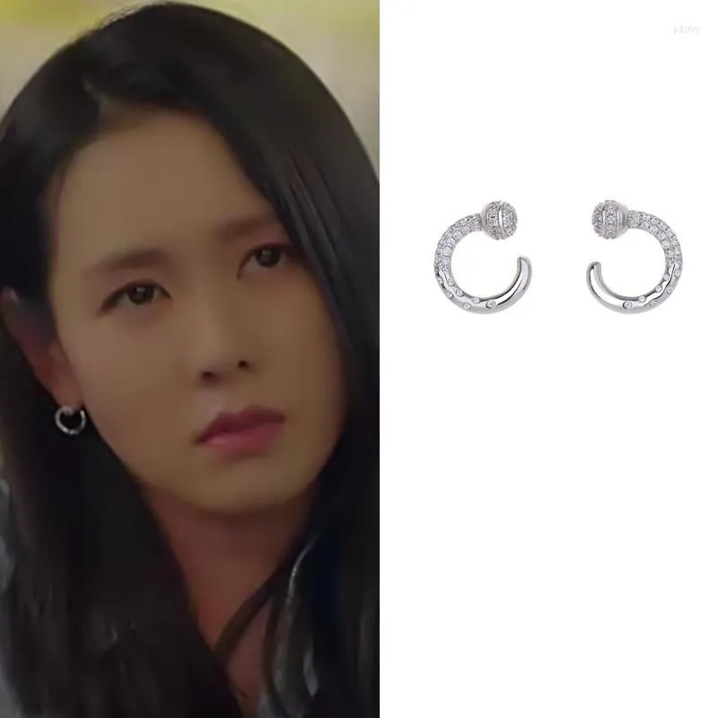 Stud Earrings Circle Crystal "thirty-nine" Seo Yea Ji Korean Stylish Drama Fashion Design High Quality For Women Beautiful