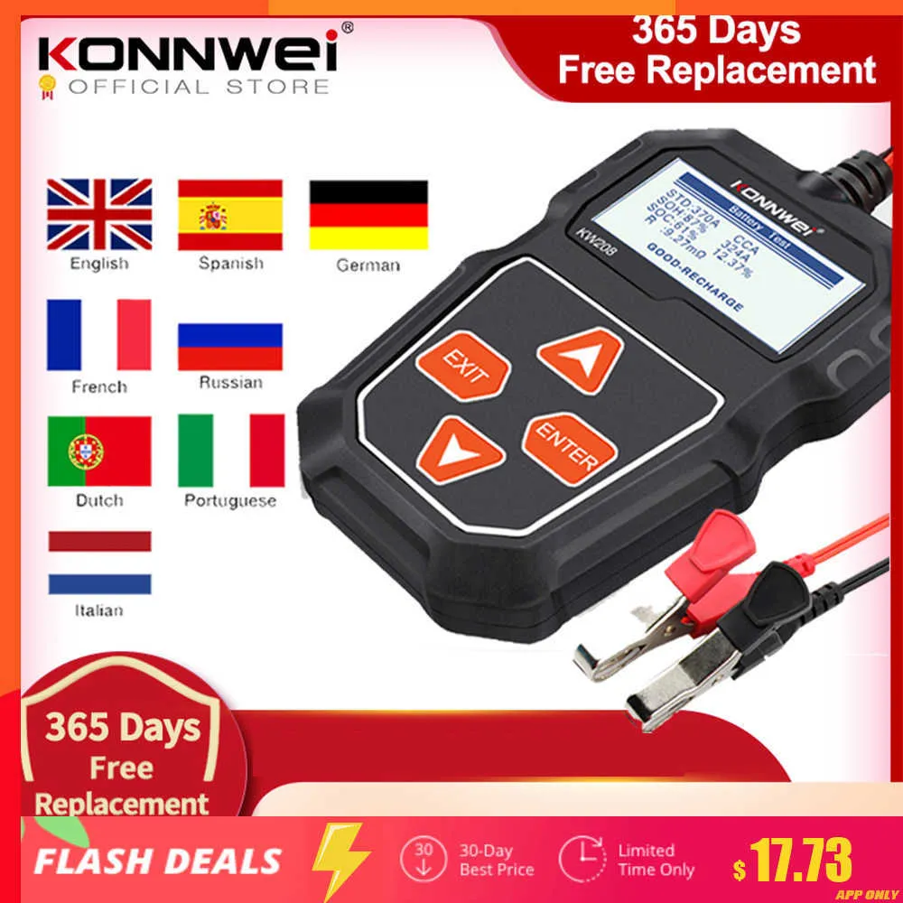 Yeni Konnwei KW208 Araba Pil Test Cihazı 12V 100 ila 2000cca Kranking Şarj Sirk Test Cihazı Pil Analizörü 12 Volt Pil Araçları