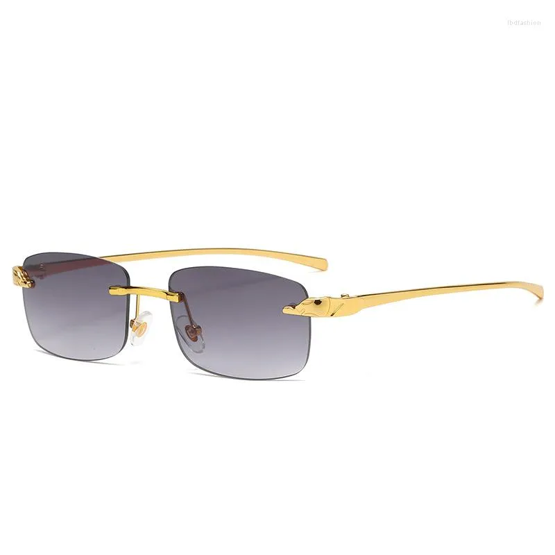 Lunettes de soleil mode Vintage sans monture carré femmes hommes concepteur voyage conduite métal petites lunettes de soleil femme UV400