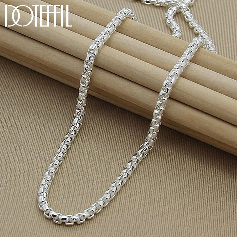 Strängar strängar Doteffil 925 Sterling Silver 5mm Round Box Chain 182024 Inch Necklace For Woman Men mode bröllopsengagemang charm smycken 230426