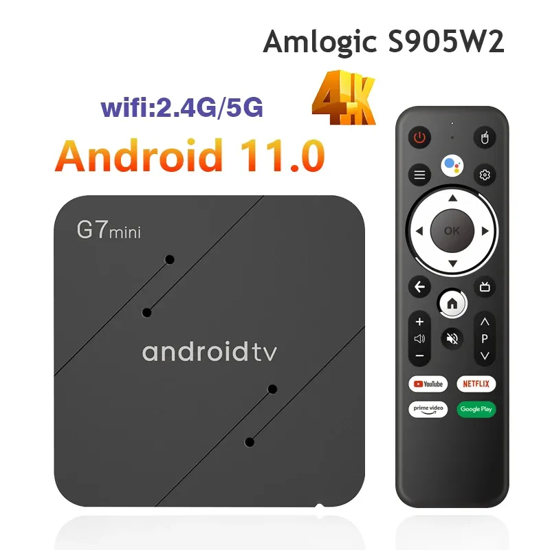 SMART TV G7 MINI ATV UI Android 11.0 OS 4K TV BOX AMLOGIC S905W2 2GB 16GB WIFI مع التحكم عن بُعد الصوت