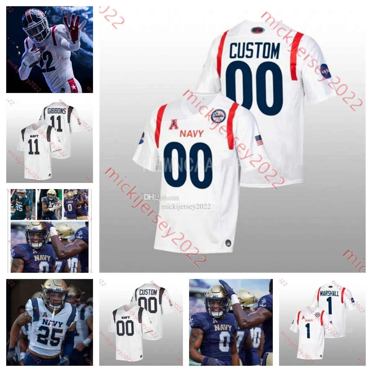 Navy Midshipmen Football 74 Jackson Leggans 76 Tyler Narayan 78 Jacobi Rice Jr. Bryce Webb Daba Fofana Anton Hall Jr. TK Kocak Mens Custom College Stitched Jerseys