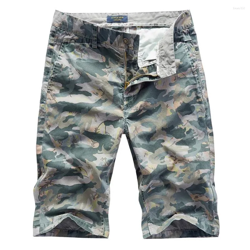 Survêtements pour hommes Elmsk Workwear Shorts Coton Polyvalent Tendance Coloré Pantalon mi-long Imprimé Bord de mer Grande Plage